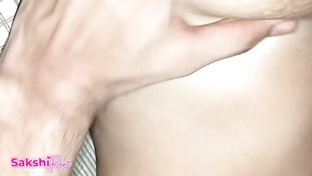 Indian stepsis SushiRie bares huge tits, hand near pussy in hot tease