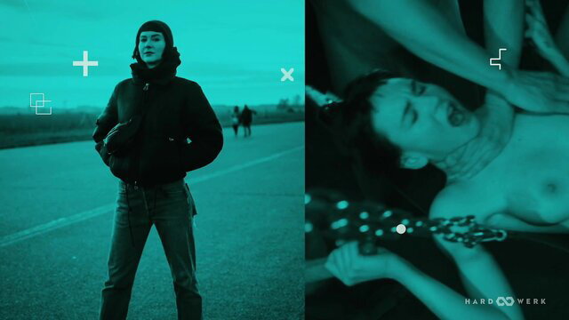 HardWerk BANG Delfine: Woman dominates choking naked man outdoors