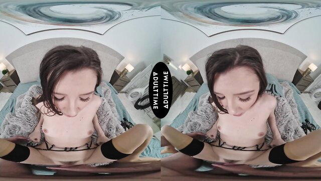 Maya Woulfe Petite Brunette in Lingerie Spreads Pussy VR POV Closeup