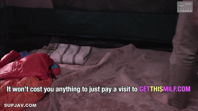 Iori Nanase nude in sleeping bag at couple swap camp JAV