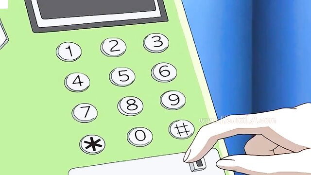 Anime hand dialing green phone closeup, Taboo Charming Mother Ep 5 hentai thumbnail