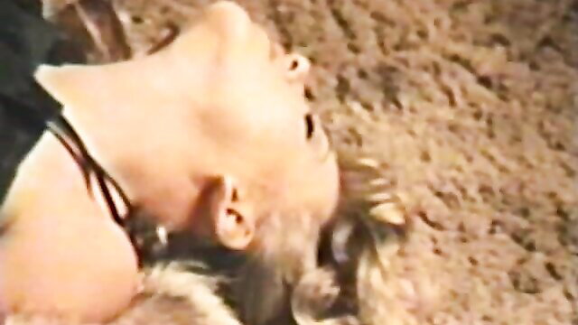 Vintage blonde bombshell in ecstasy on shag carpet, classic peepshow loop