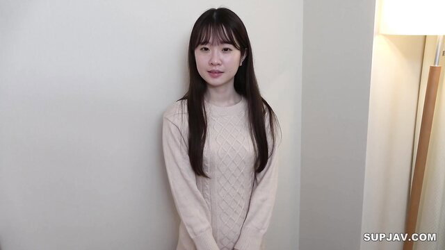 Pretty Korean amateur girl in sweater smiling shyly FC2 PPV