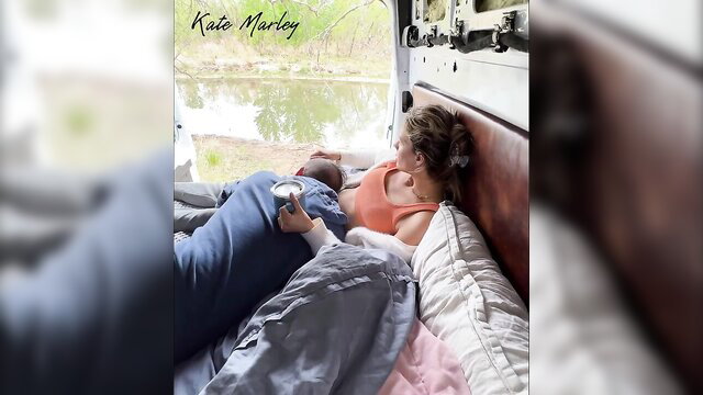 Kate Marley fingered to outdoor orgasm by man in van