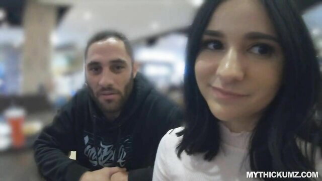 Thick ass teen Violet Rain smiles with stranger in public pickup