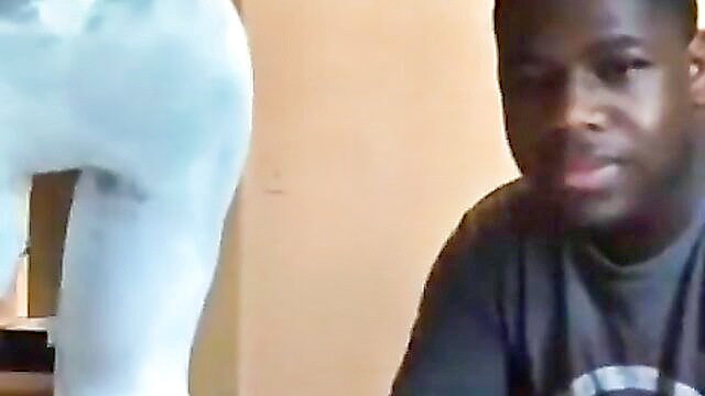 Black man eyes painted white woman's huge ass closeup