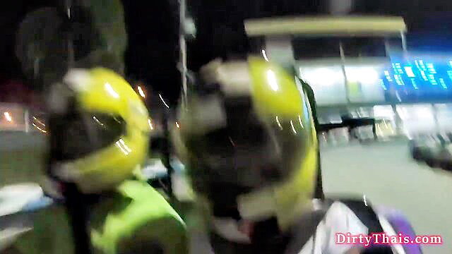 Cherry in yellow helmets bareback anal POV at night