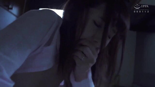 Yui Hatano covering mouth in ecstasy, JAV closeup