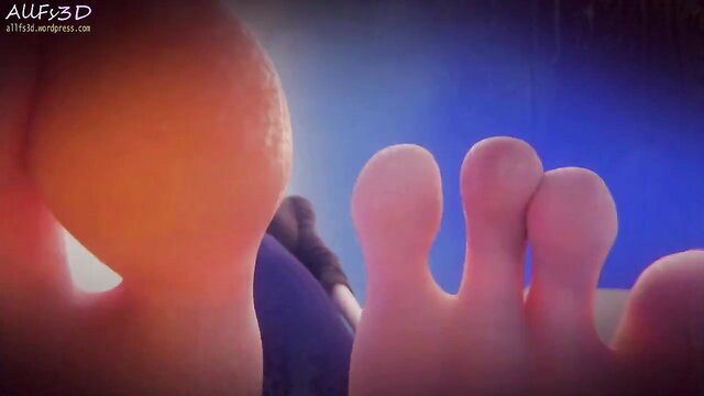 Animated 3D POV foot worship closeup with plump toes and soles