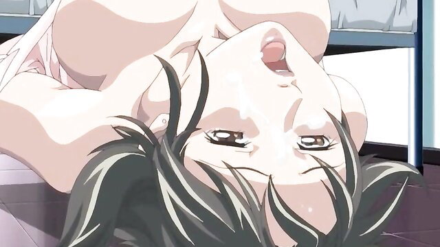 Anime hentai girl in Bible Black New Testament 3 arches back nude, mouth open ecstasy