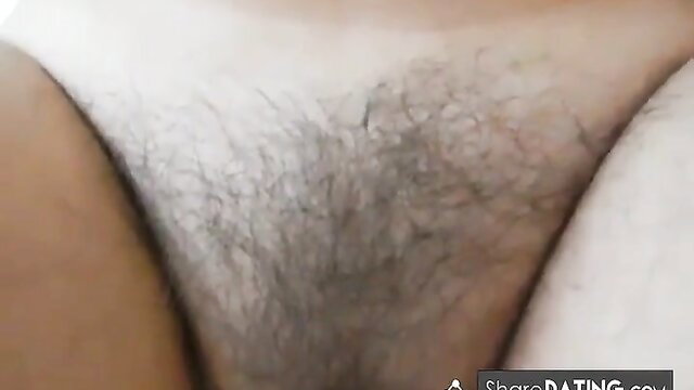 Closeup of hairy mature woman's bush and thighs, 40+