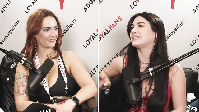 Jasmine Sherni & Codi Vore at AVN Adult Time Podcast in lingerie