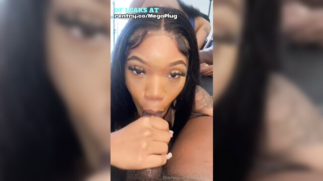 Black thot sucking cock at party with friend, explicit closeup