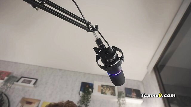 Gorgeous Latina trans with mic boom in steamy solo setup