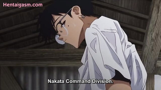Glasses anime girl in open shirt from Ito O Yoru hentai, Nakata Command Division