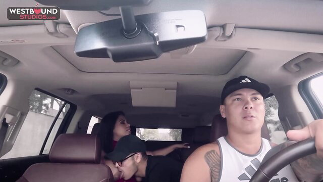 Kesha Ortega in backseat car fuck with driver, busty Latina babe