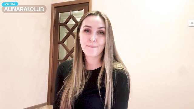 Alina Rai smiles seductively in black top, stepmom pregnant roleplay