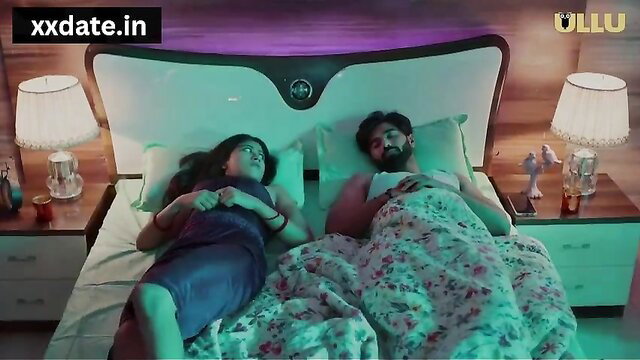 Indian bhabhi in blue dress fucked by muscular dever in bed