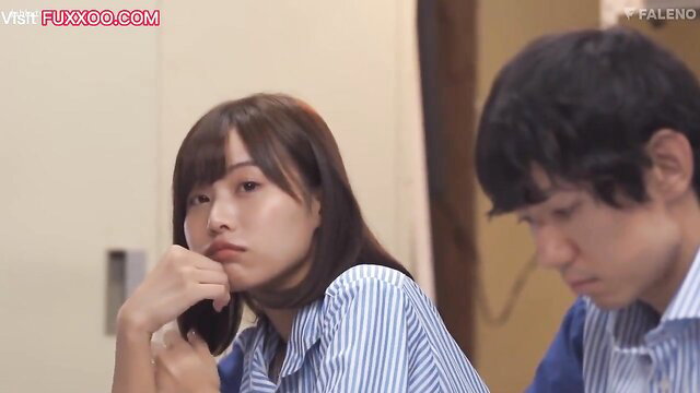 Ai Hongo begs store manager for cock at part-time job, JAV office tease