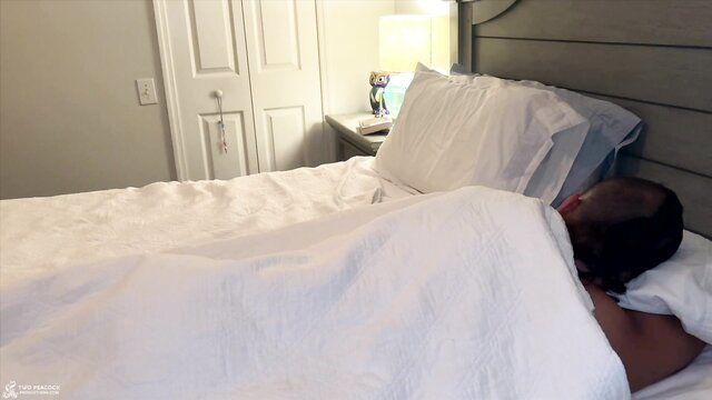 Matt Bishop sleeping shirtless under covers in bed, Andi Peacock Vs Matt Bishop