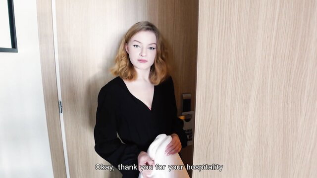 Diana Rider in black dress at door, grateful smile, amateur ex-gf style