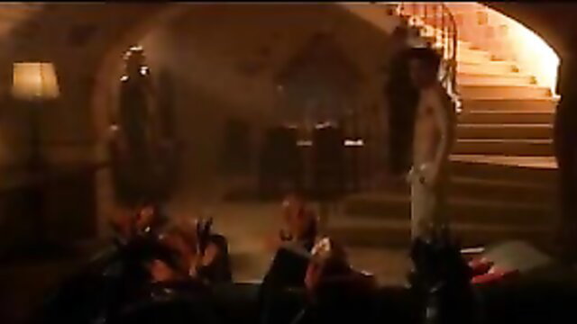 Erotic cuckold compilation orgy with pale blonde in white on stairs