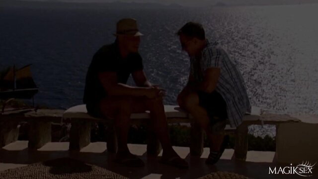 Two hot guys chatting seaside, Liz Valerie double penetration star