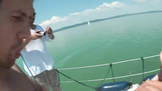 German vintage boat sex POV thumbnail with men on deck
