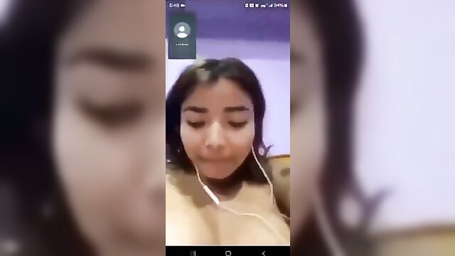 Nepali amateur teen closeup face in video call, topless tease