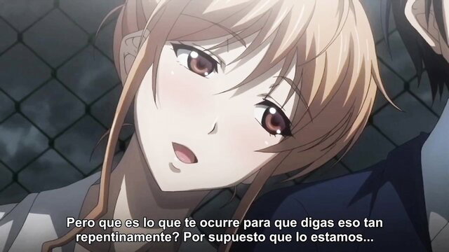 Blonde anime wife teacher teary-eyed closeup in Kyonyuu Hitozuma Onna Kyoushi Saimin