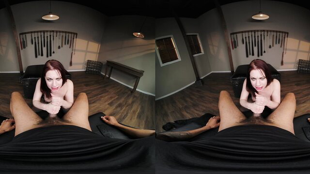 Redhead POV blowjob closeup on cock by pale beauty