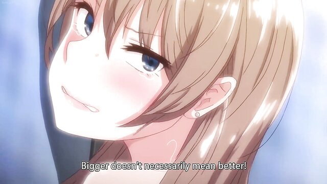 Blonde anime girl winking blush, big tits JAV tease: Bigger isn't better!