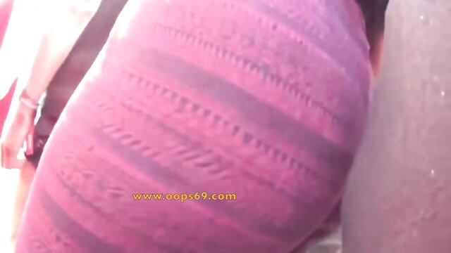 Thick woman in tight pink leggings groped from behind in public