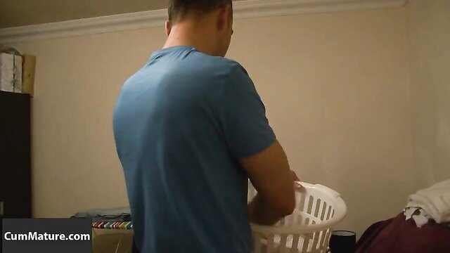 Ashley Rider hot British MILF with laundry basket in bedroom