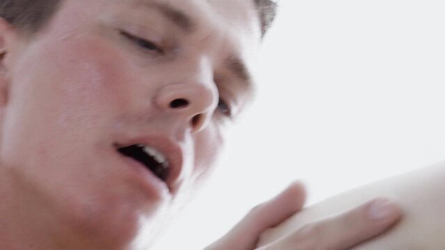 Belle Claire closeup oiled face in hardcore sex ecstasy