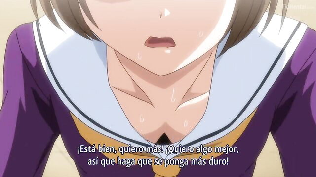 Horny anime schoolgirl in uniform begs for harder cock closeup