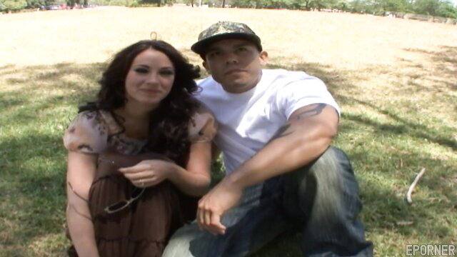 Hot brunette wifey with Latino stud in park, amateur cuckold tease