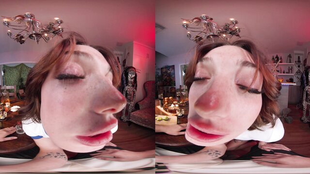 Shrooms Q as One Piece Nami cosplay, fish-eye POV face tease