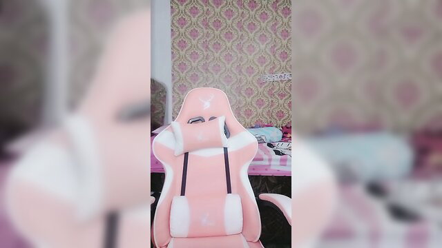 Pink gaming chair squirt masturbation thumbnail Indonesian amateur solo