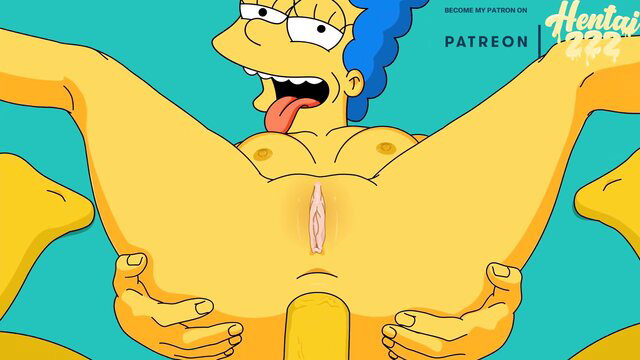 Marge Simpson spreading pussy for dick insertion Simpsons hentai