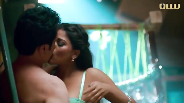 Indian couple hot kiss in lingerie, steamy web series thumbnail