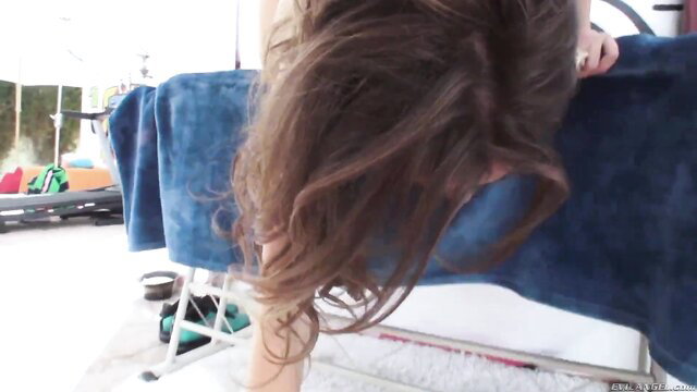 Callie Calypso nude bending over at outdoor Spring Break party