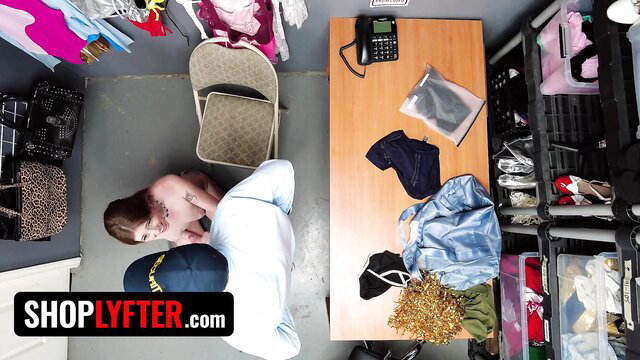 Hot thief turned on by cop's rough tactics rides his cock in shoplyfter bust