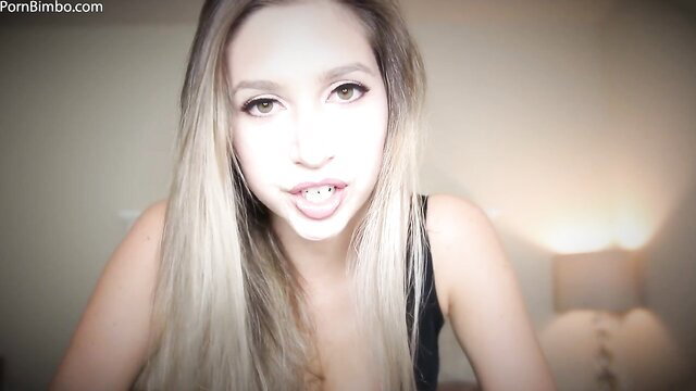 Princess Lexie tongue out closeup, sexy blonde amateur tease