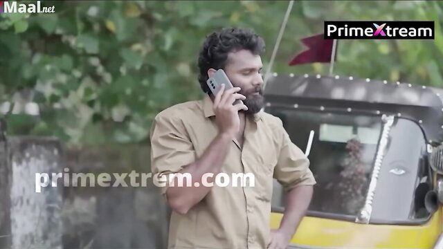 Bearded Indian man in shirt calls on phone by auto rickshaw, Aye Auto Ep 3