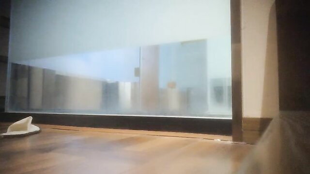 Blurry voyeur massage parlor view with big tits Asian masseuse