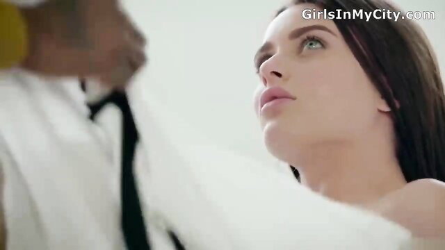 Hot brunette girlfriend fucked by BBC to pay off debt