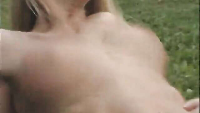 Jane Darling busty blonde outdoor topless tease