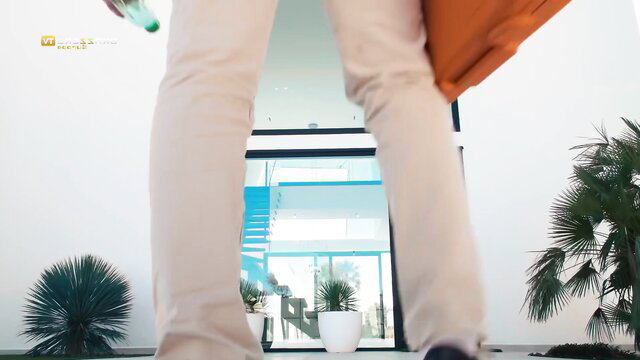 Lexi Luv in tight pants & orange bag at modern home - Big Tits Workout