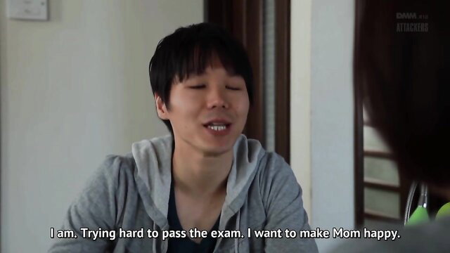 Saeko Matsushita as step-sis smiling in casual hoodie, JAV censored